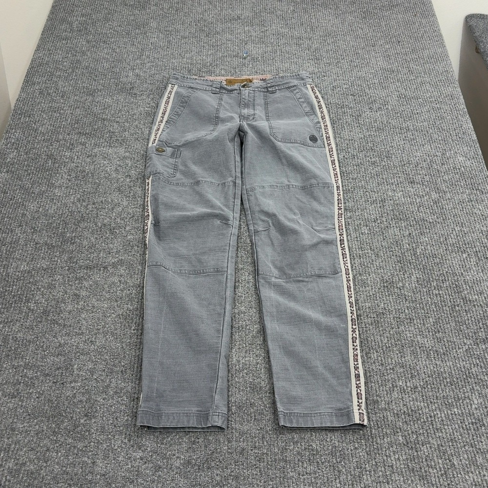 Levitate Pants Women 27 Gray Cotton Spandex Taped Side Seam Cargo Gorpcore